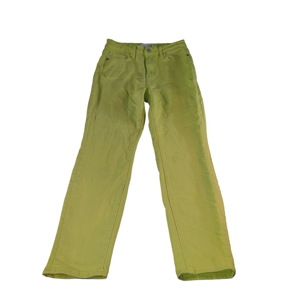 Judy Blue Womens 5/27 Jeans Slim Fit Lime Green Chartreuse Straight Stretch